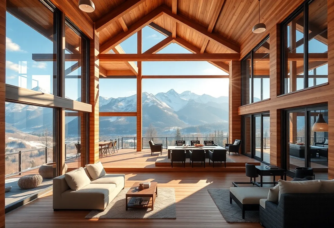 Elevating Mountain Cabin Retreats A cozy mountain cabin with stunning panoramic mountain views