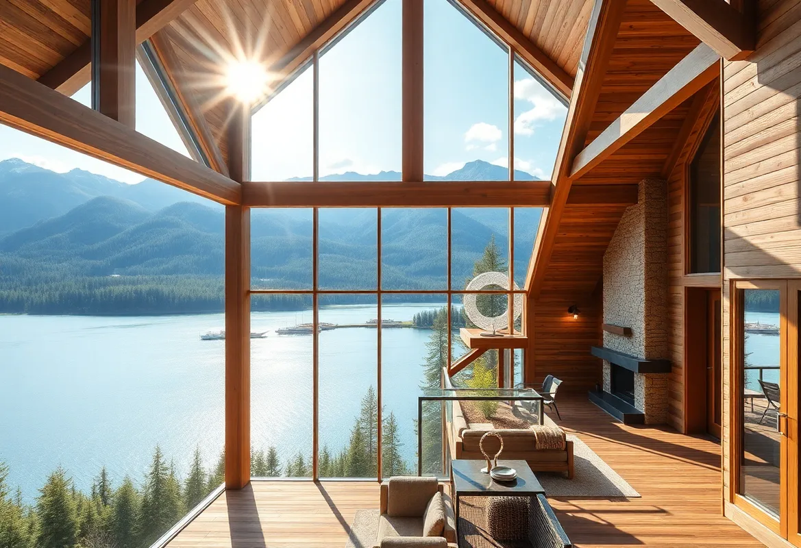 Scenic view of Lakefront Cabin Rentals by tranquil waters.