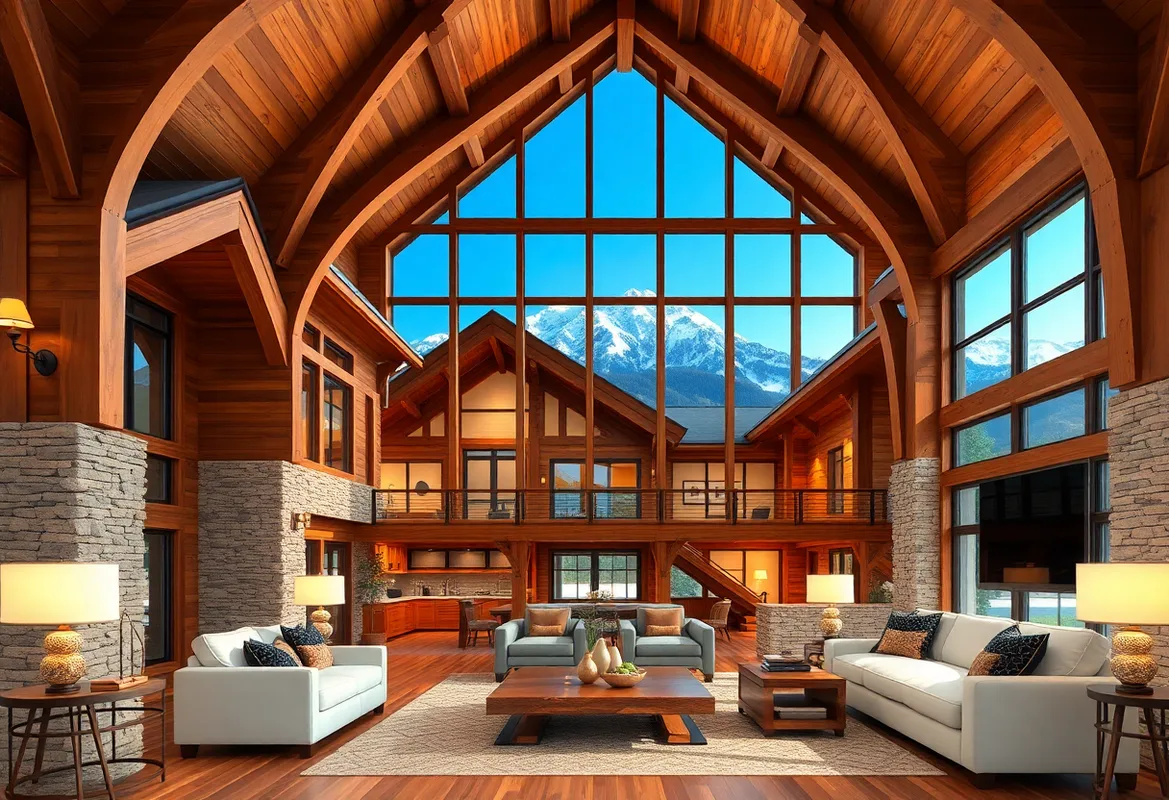 Embracing Rustic Lodge Charm Cozy log cabin surrounded by nature and rustic decor