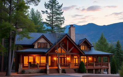 Great Smoky Mountains Cabins - Cozy wooden cabins nestled among vibrant green trees, creating a warm, inviting atmosphere for family retreats in the Smokies.