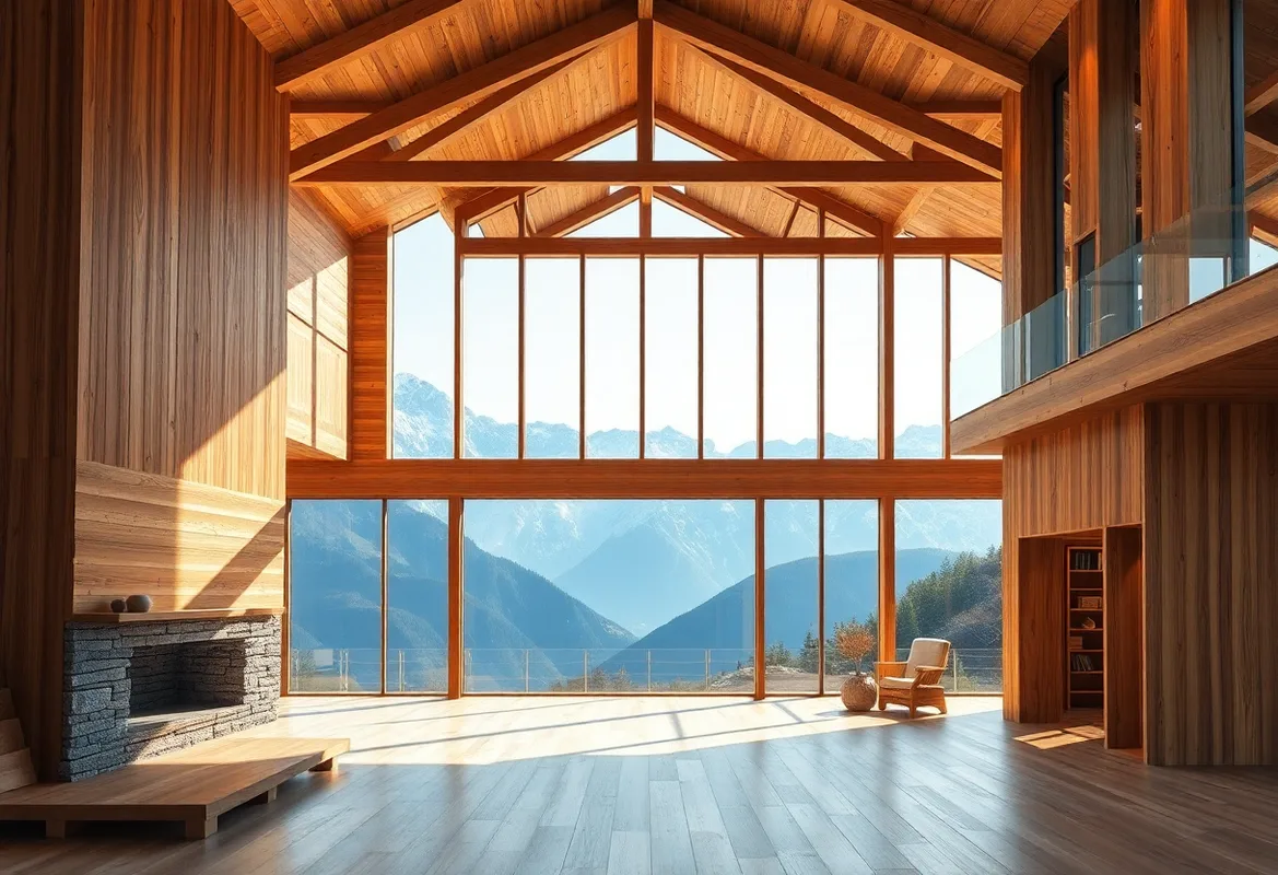 Cozy Off-Grid Cabins surrounded by lush green forest and mountains.